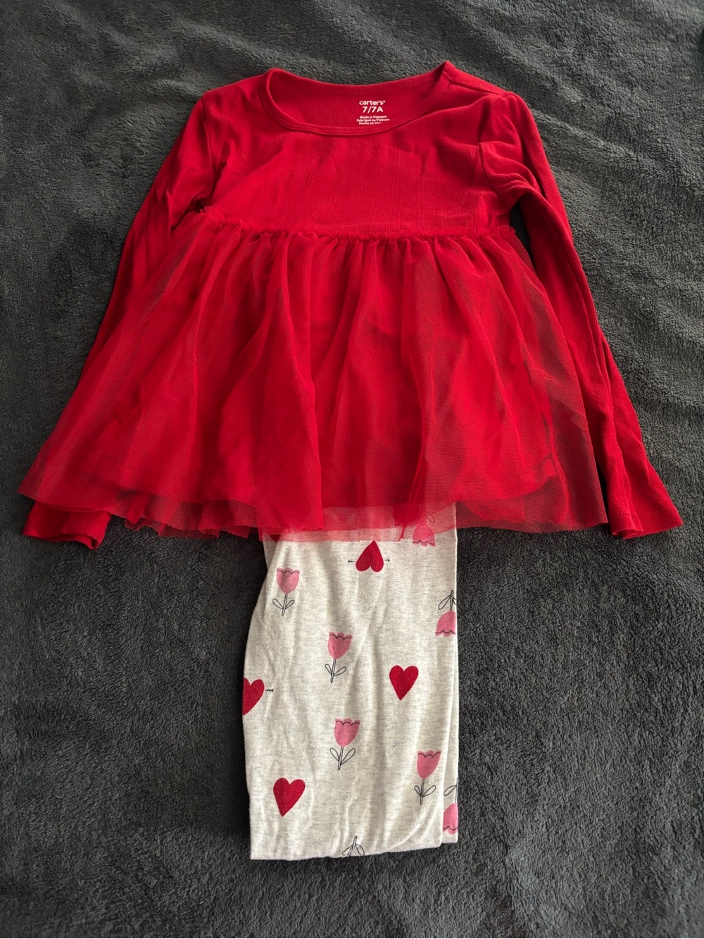 Carter's Red Tunic with Heart Tulip Leggings